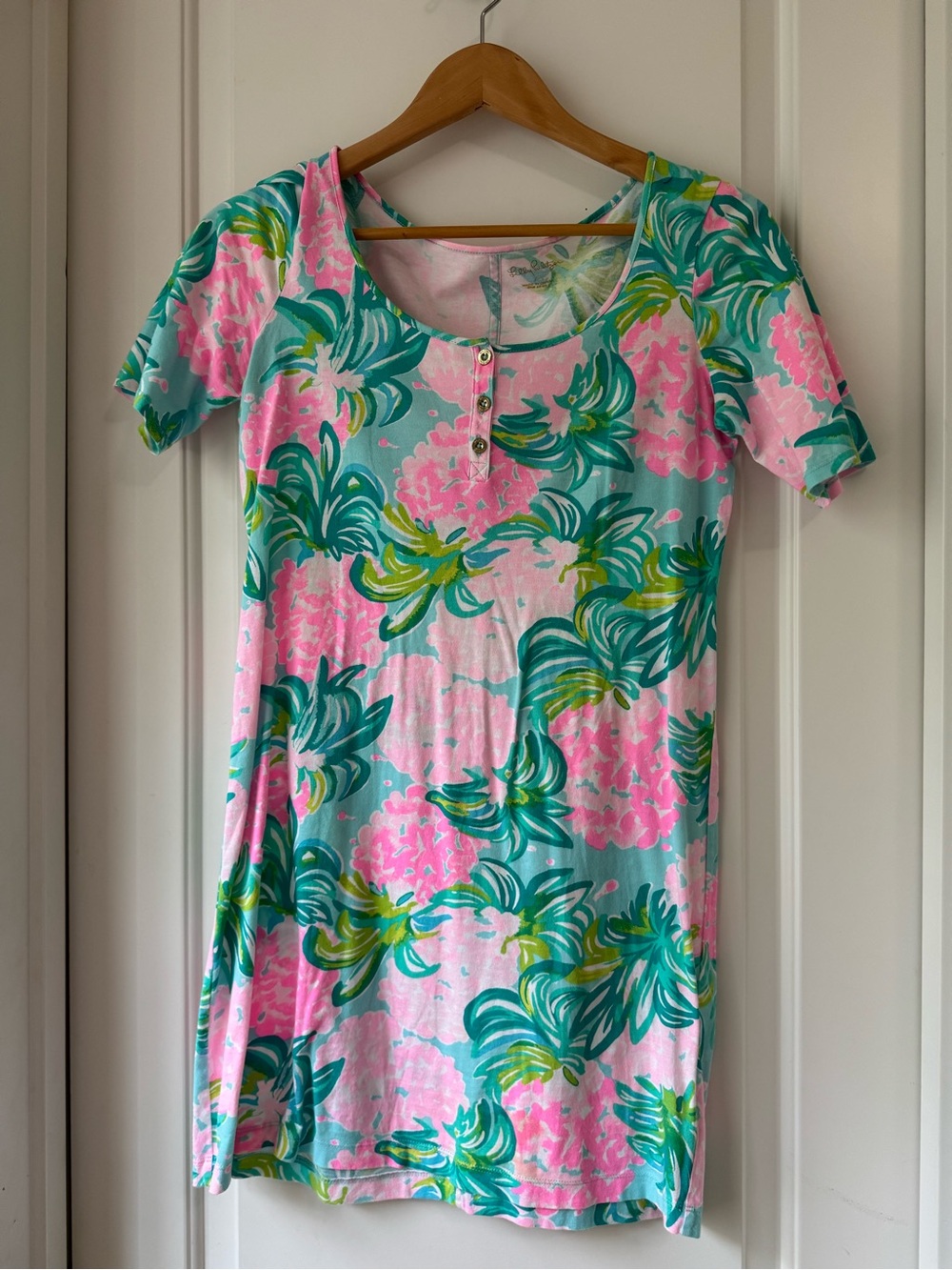 Lilly Pulitzer Pink & Aqua Floral Short-Sleeve Dress